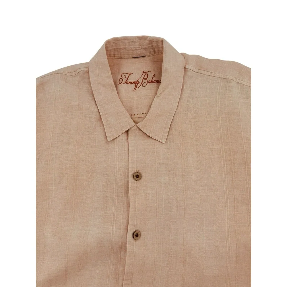 Tommy Bahama 100% Linen Peach Shirt‎ Short Sleeve Relaxed Summer Men's Size 2XL